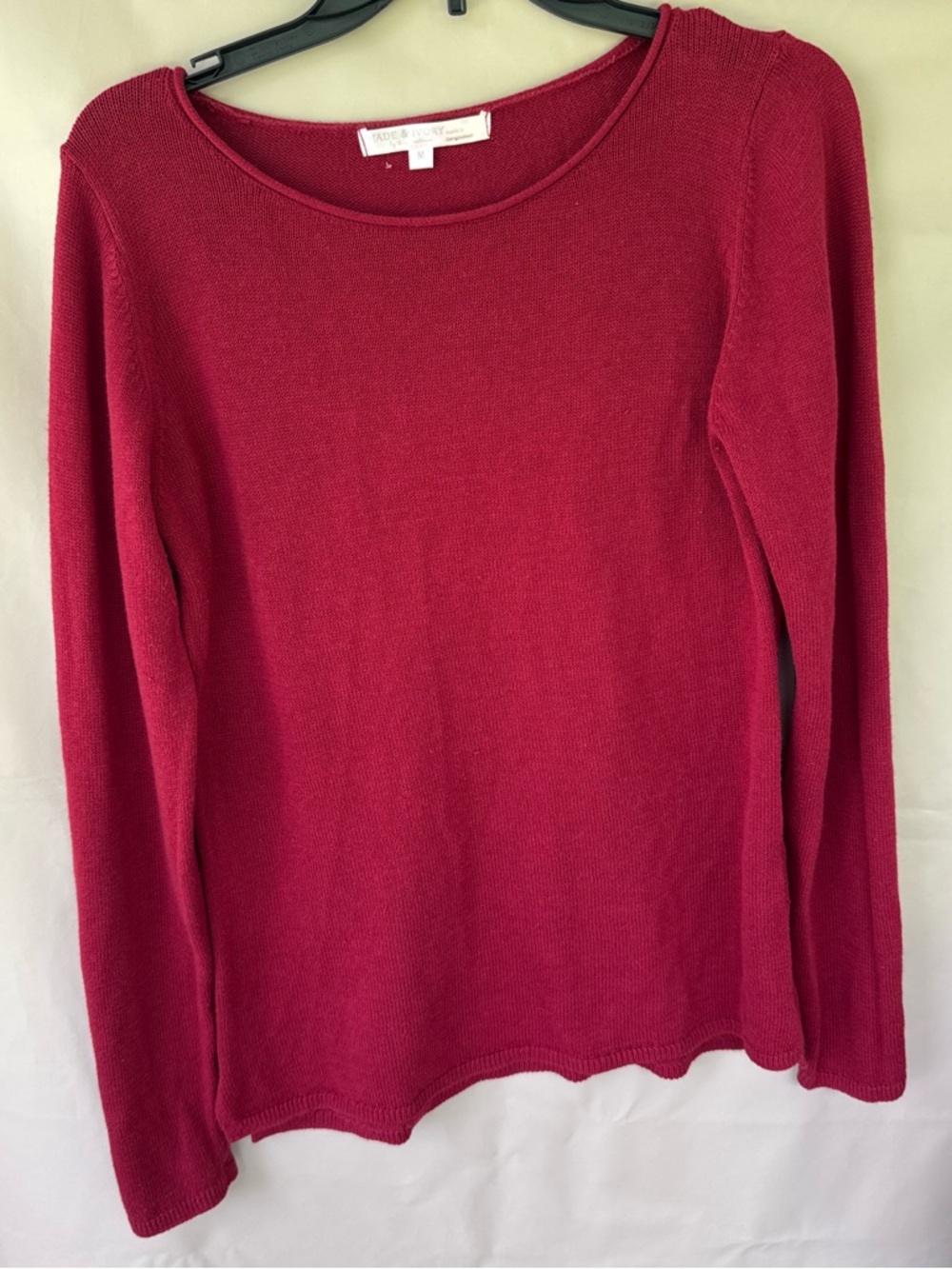 Raspberry Long-Sleeve Scoop Neck Top